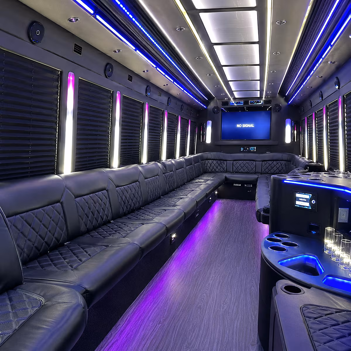lawrence 30 passenger party bus inside