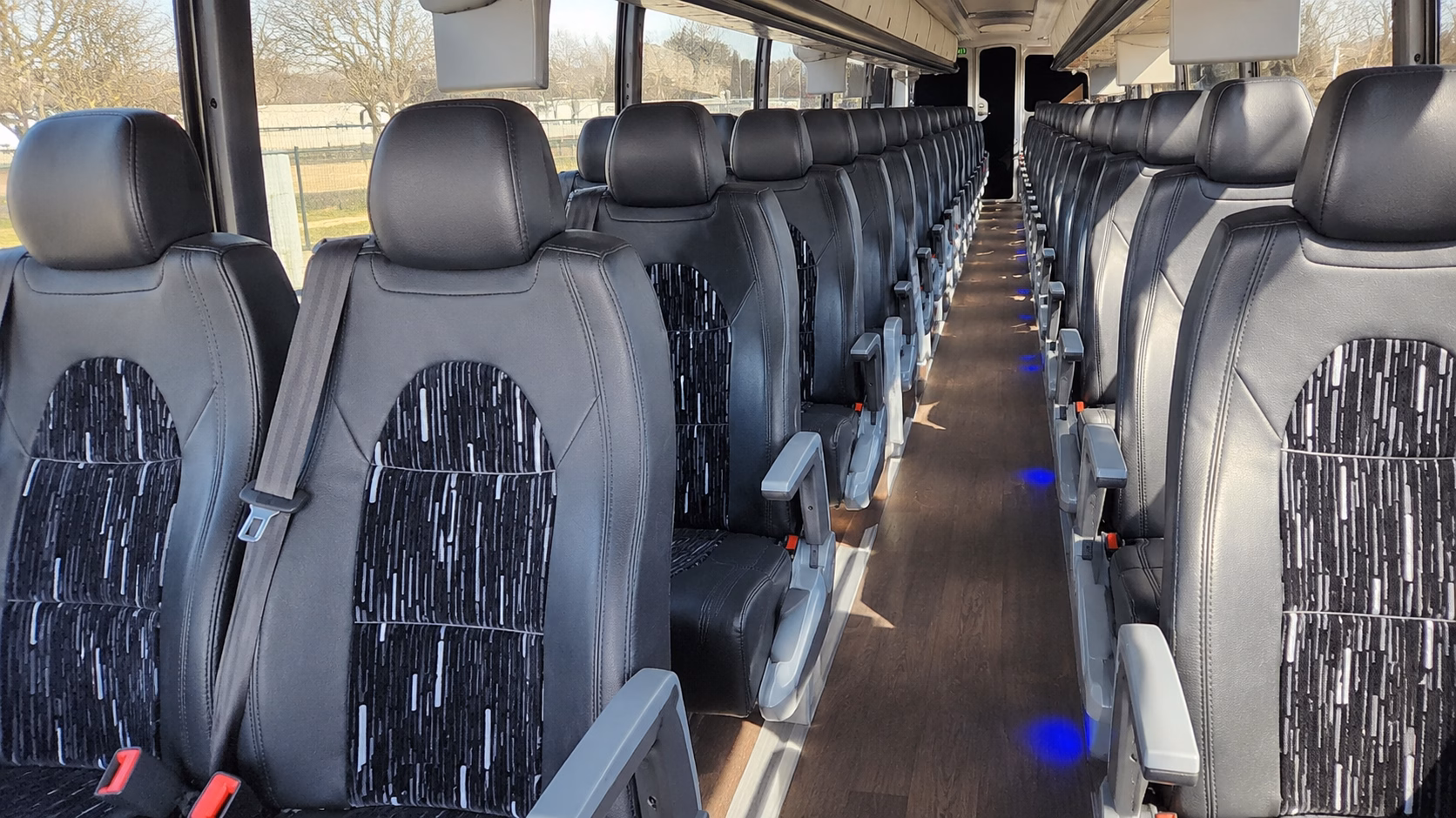lawrence charter bus rental interior